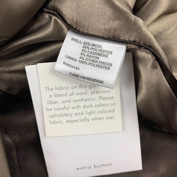 Calvin Klein Women's Pea Coat Size 4 Camel Wool Cashmere Blend Double Breasted - Picture 14 of 14